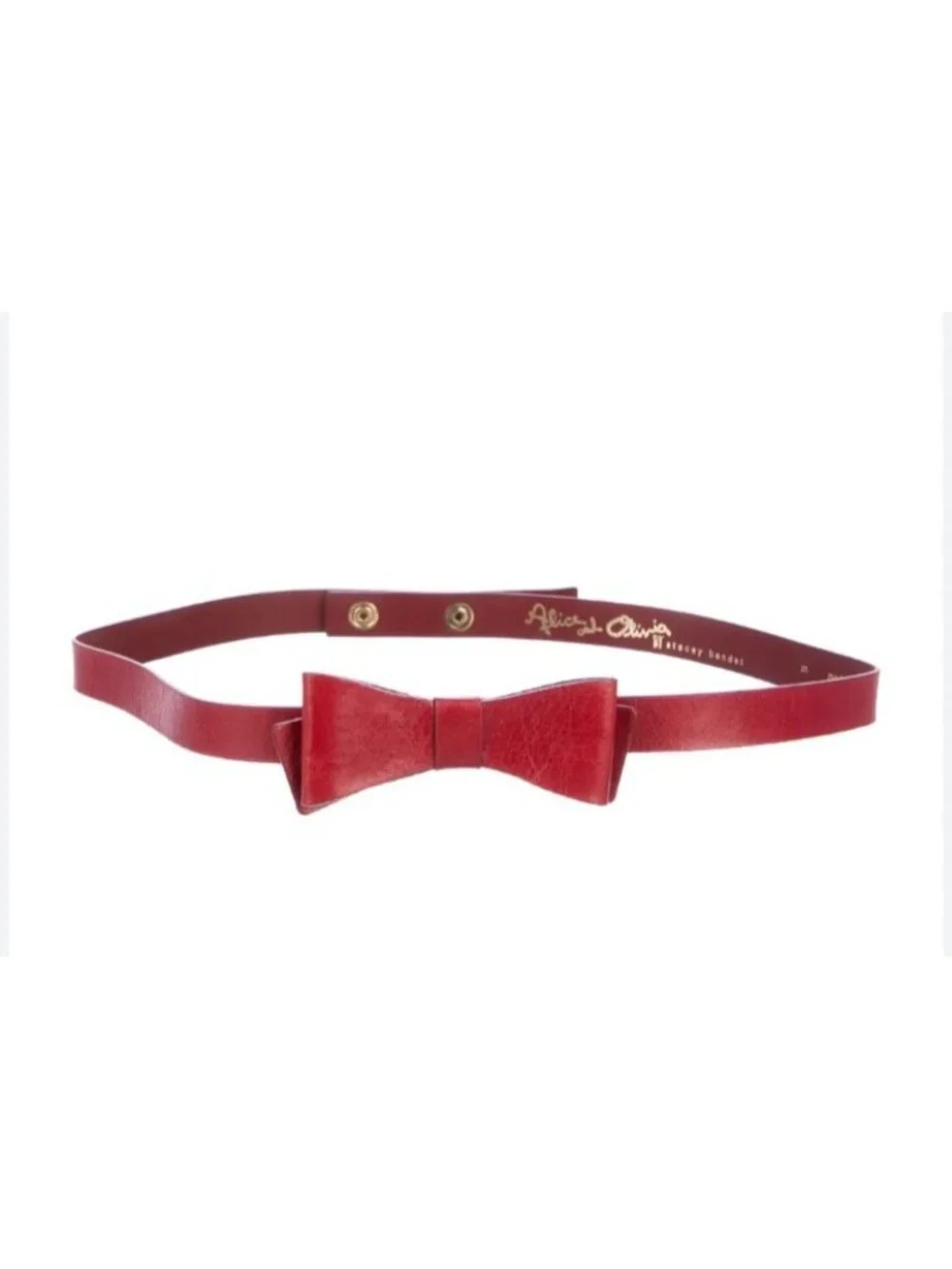 Alice + Olivia Red Genuine Leather Bow Waist Belt Size M Made in Italy